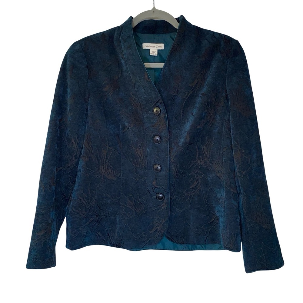 Coldwater creek Women's Dark green Blazer with embroidered design size PM